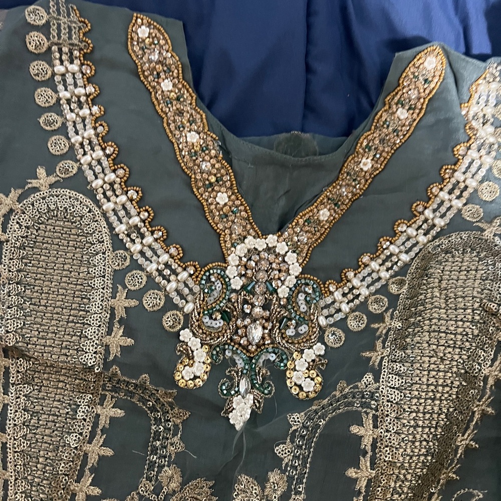 Embellished Long Sleeve Dress in Teal